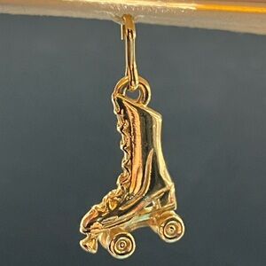 Vintage Gold Tone Roller Skate Skating Boot Charm 1” Pendant Old Fashioned Retro